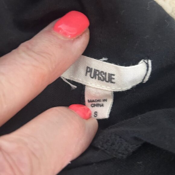 Pursue Black Deep V Faux Wrap Gauzy Short Sleeve Tencel Top Size Small - Picture 4 of 10